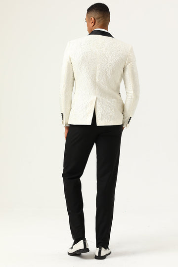 En knapp vit sjal Lapel Jacquard Herrbal Blazer